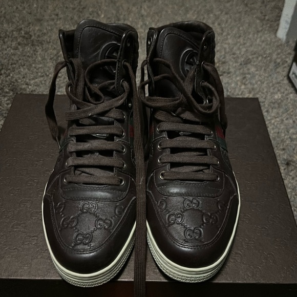 Gucci Grid brown and red high tops. Barely worn, great condition! - Picture 3 of 7
